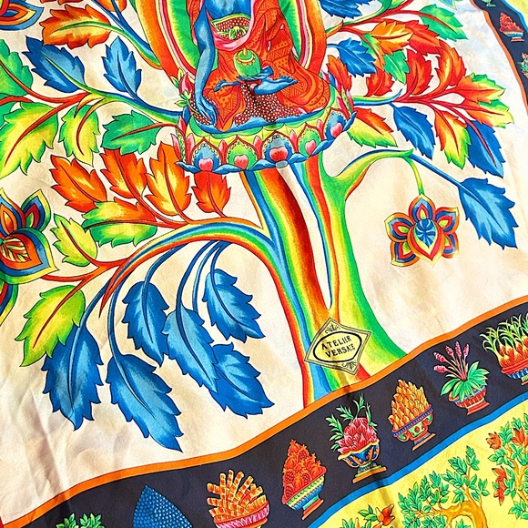 Vintage Silk Buddha Scarf 34" - Picture 4 of 5